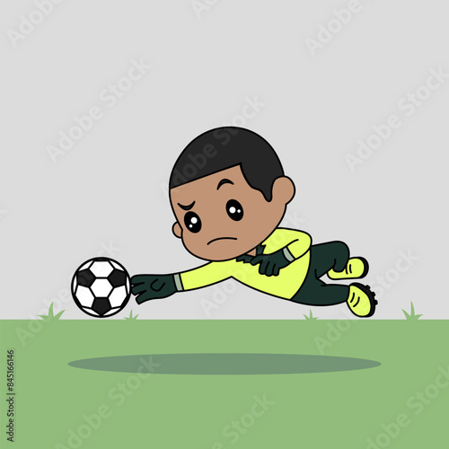 Vector Design of Children Wearing Goalkeeper Jersey. Children Play Football.