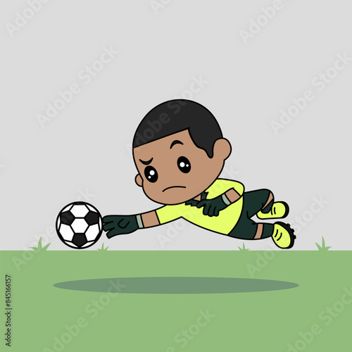 Vector Design of Children Wearing Goalkeeper Jersey. Children Play Football.