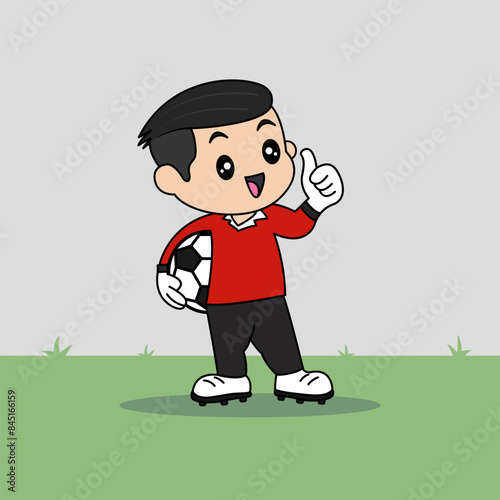 Vector Design of Children Wearing Goalkeeper Jersey. Children Play Football.