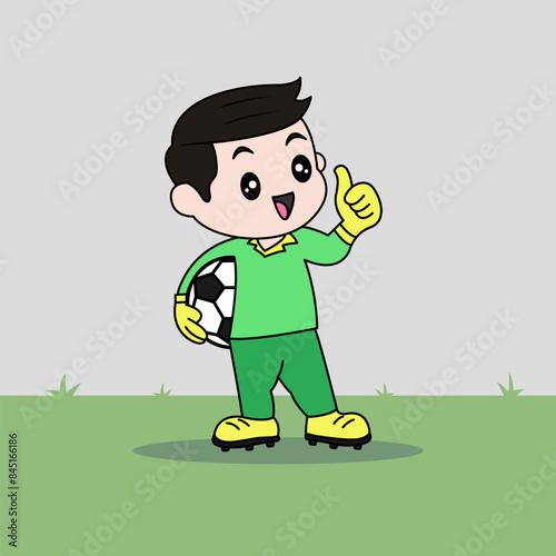 Vector Design of Children Wearing Goalkeeper Jersey. Children Play Football.