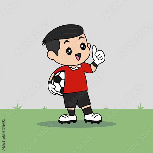 Vector Design of Children Wearing Goalkeeper Jersey. Children Play Football.