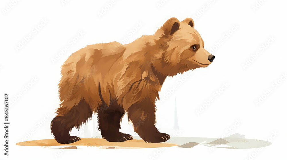 Obraz premium A Brown Bear Illustration Standing and Looking Forward in a Calm and Friendly Manner