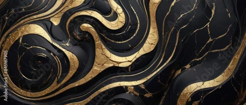 Panel kuchenny z motywem A black and gold marble texture background with swirling patterns