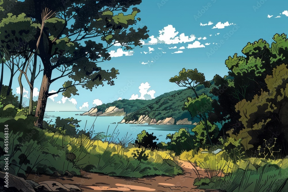 Naklejka premium A delightful and charming forest and meadow