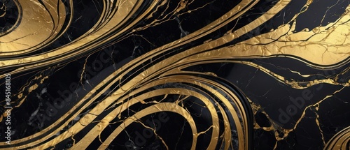 Panel kuchenny z motywem A black and gold marble texture background with swirling patterns