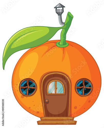 A whimsical house shaped like an orange