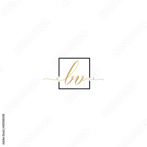 BV initial logo design vector stock gold. BV initials signature logo. Handwritten logo vector templates. Hand drawn Calligraphy lettering Vector illustration.