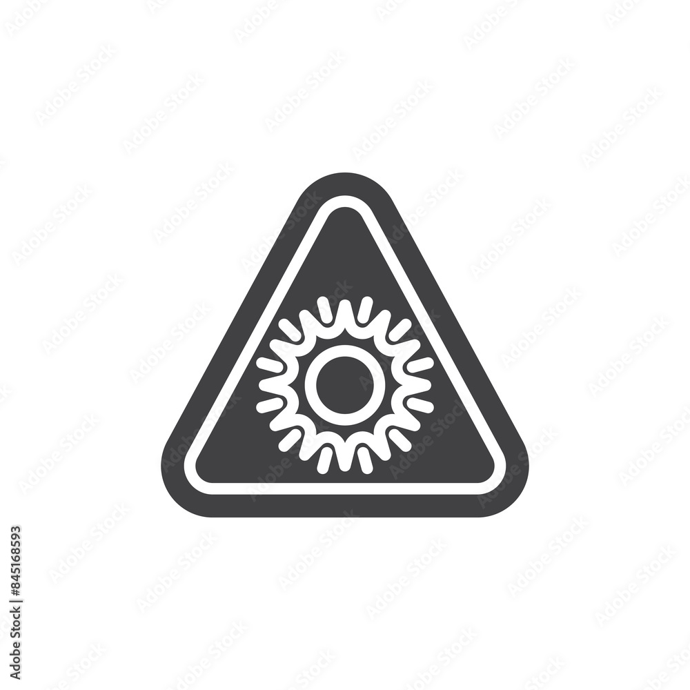 Sun with a warning triangle vector icon Sun with a warning triangle vector icon