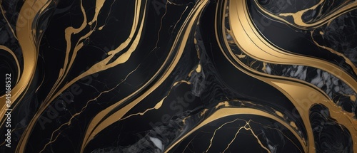 Panel kuchenny z motywem A black and gold marble texture background with swirling patterns