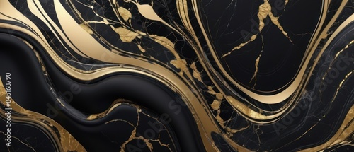 Panel kuchenny z motywem A black and gold marble texture background with swirling patterns