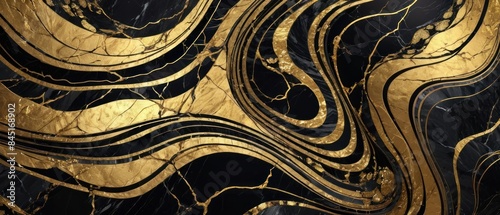 Panel kuchenny z motywem A black and gold marble texture background with swirling patterns