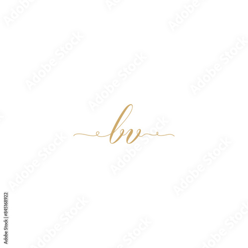 BV initial logo design vector stock gold. BV initials signature logo. Handwritten logo vector templates. Hand drawn Calligraphy lettering Vector illustration.