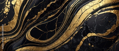 Panel kuchenny z motywem A black and gold marble texture background with swirling patterns