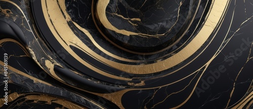 Panel kuchenny z motywem A black and gold marble texture background with swirling patterns