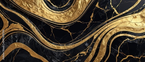 Panel kuchenny z motywem A black and gold marble texture background with swirling patterns