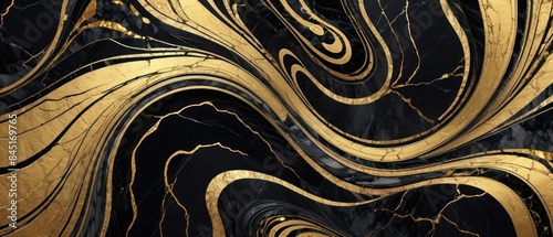 Panel kuchenny z motywem A black and gold marble texture background with swirling patterns