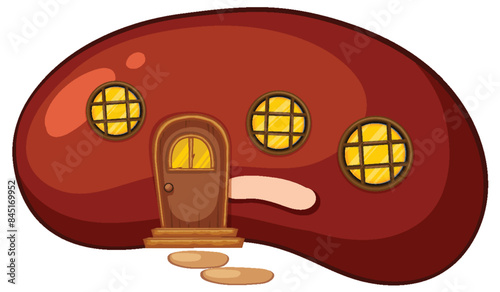A cozy, cartoon-style mushroom house