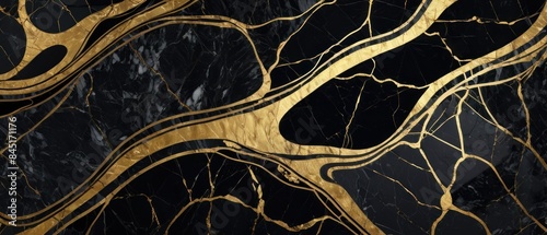 Panel kuchenny z motywem A black and gold marble texture background with swirling patterns