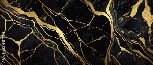 Panel kuchenny z motywem A black and gold marble texture background with swirling patterns