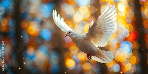 Religious symbols like the Holy Spirit ibis and sacred dove in various faiths. Concept Religious Symbols, Holy Spirit Ibis, Sacred Dove, Faith Symbols, Spiritual Iconography photo