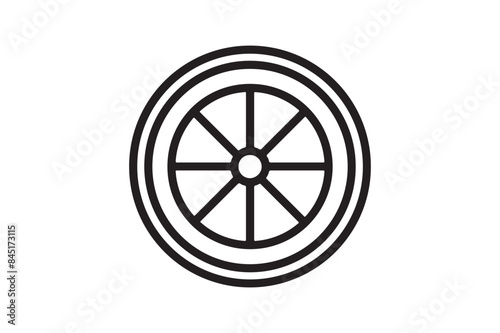Bullock cart wheel icon vector and illustration art