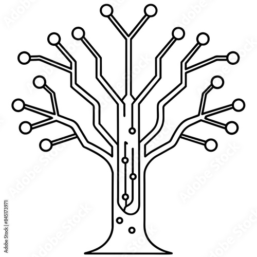 Hand drawn cybernetics tree with splashes - Vector design and illustration - Digital vector - Latest vector - Premium Victor