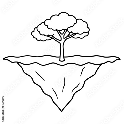 Tree with roots floating Island and tree - Vector design and illustration - Digital vector - Latest vector - Premium Victor