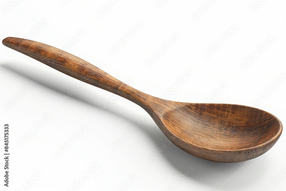 Antique wooden spoon on white background. Close-up view showing detail and texture. Suitable for kitchen, culinary, and rustic concepts. Ideal for stock photos and design elements. Generative AI Antique wooden spoon on white background. Close-up view showing detail and texture. Suitable for kitchen, culinary, and rustic concepts. Ideal for stock photos and design elements. Generative AI