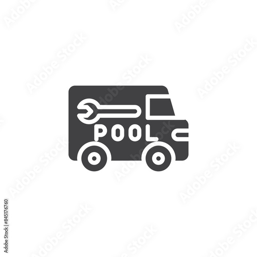 Pool service and maintenance van vector icon