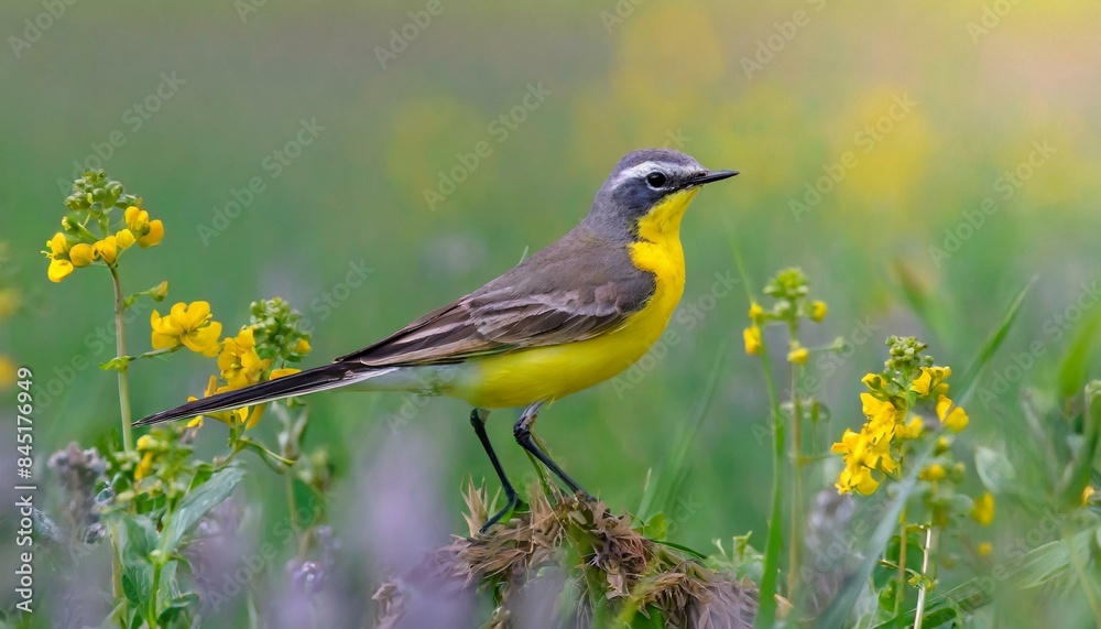 Obraz premium yellow wagtail on a meadow