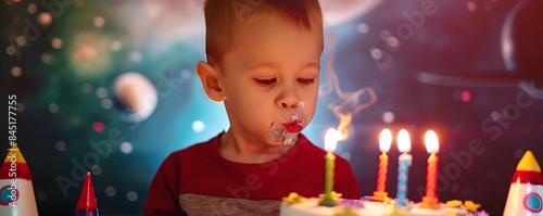 Boy Blowing Out Candles on ...