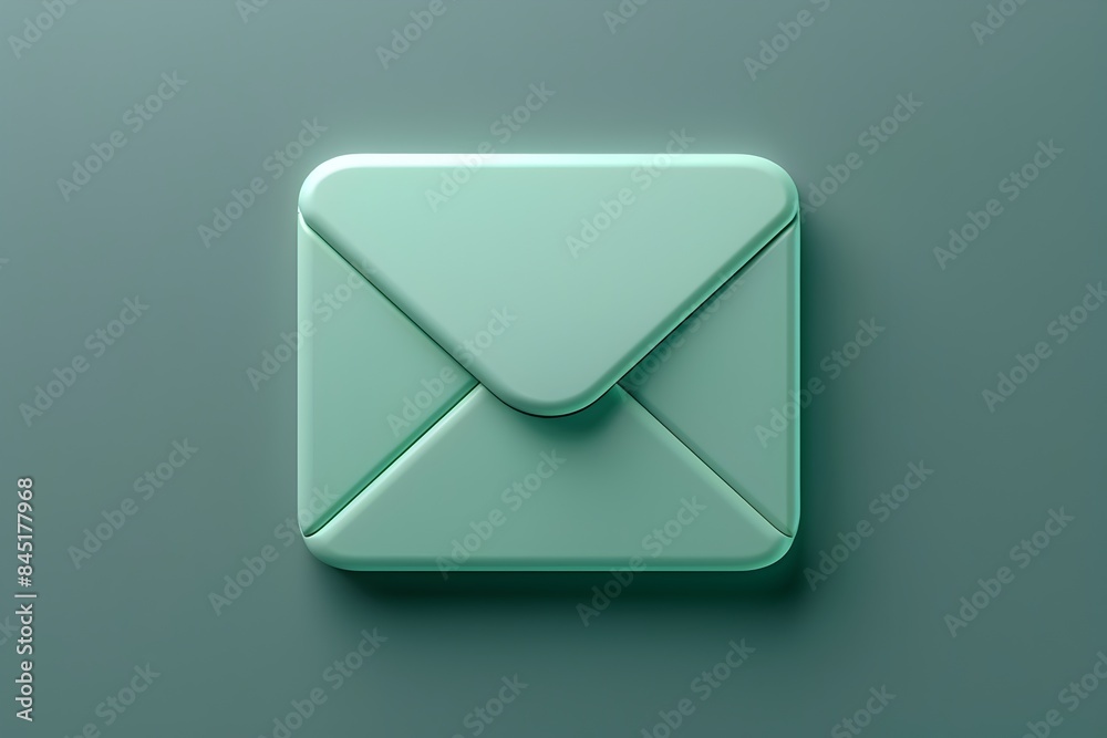 Minimalistic Green Square Icon of Mail Envelope on a Notepad Minimalistic Green Square Icon of Mail Envelope on a Notepad