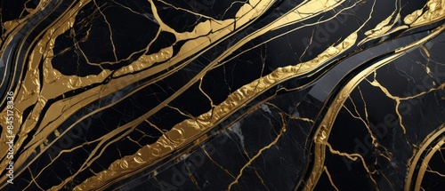 Panel kuchenny z motywem A black and gold marble texture background with swirling patterns