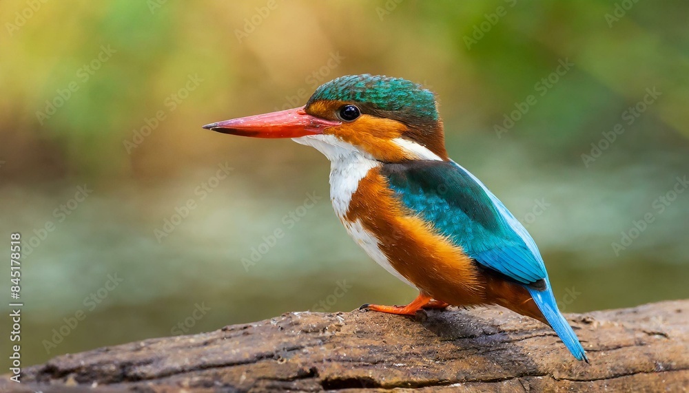 Fototapeta premium Black-headed kingfisher on timber