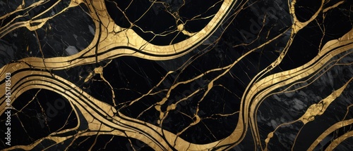 Panel kuchenny z motywem A black and gold marble texture background with swirling patterns