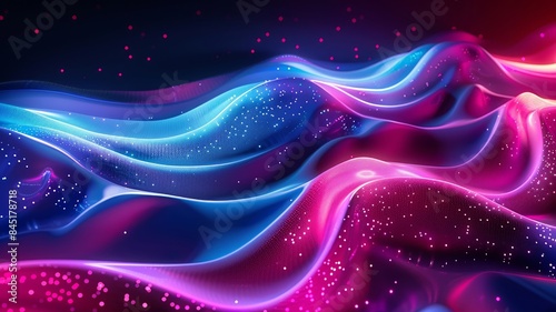 Abstract Digital Waves with Vibrant Colors and Dynamic Light Effects