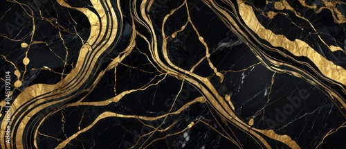 Panel kuchenny z motywem A black and gold marble texture background with swirling patterns