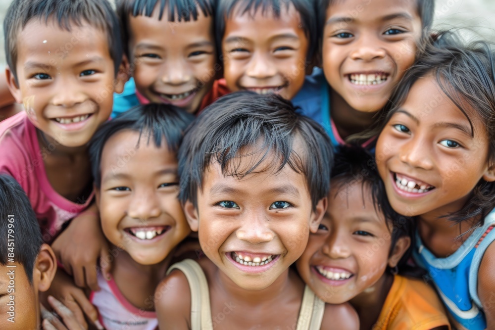 Group of asian children smiling and looking at camera with happiness. Group of asian children smiling and looking at camera with happiness.