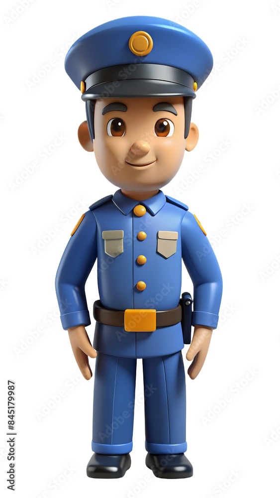 Polizist - Figur 3d Plastik Effekt - isoliert mit weißem Hintergrund Polizist - Figur 3d Plastik Effekt - isoliert mit weißem Hintergrund