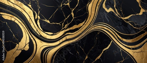 Panel kuchenny z motywem A black and gold marble texture background with swirling patterns