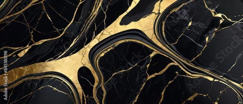 Panel kuchenny z motywem A black and gold marble texture background with swirling patterns