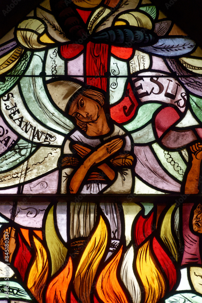 St Joan of Arc at the stake. Sainte Jeanne d'Arc sur le bûcher. Annecy - France St Joan of Arc at the stake. Sainte Jeanne d'Arc sur le bûcher. Annecy - France