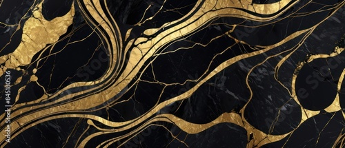 Panel kuchenny z motywem A black and gold marble texture background with swirling patterns