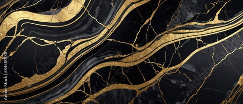 Panel kuchenny z motywem A black and gold marble texture background with swirling patterns