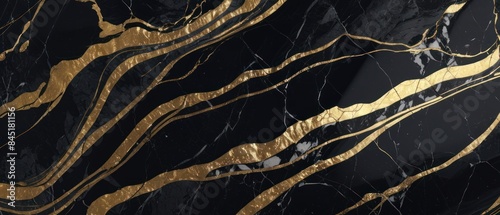Panel kuchenny z motywem A black and gold marble texture background with swirling patterns