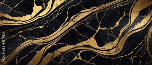 Panel kuchenny z motywem A black and gold marble texture background with swirling patterns