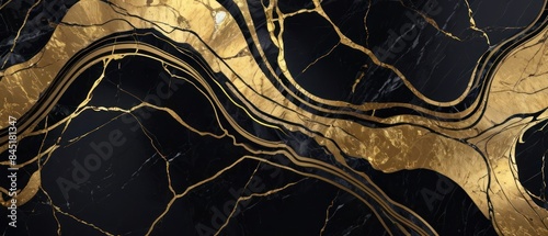 Panel kuchenny z motywem A black and gold marble texture background with swirling patterns