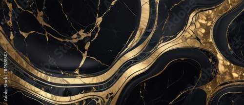Panel kuchenny z motywem A black and gold marble texture background with swirling patterns