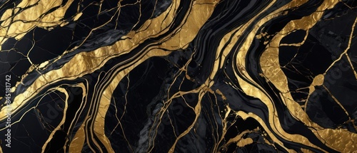Panel kuchenny z motywem A black and gold marble texture background with swirling patterns
