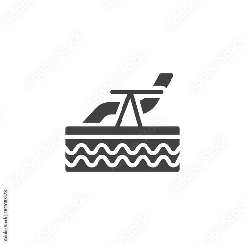 Swimming pool and lounger chair vector icon